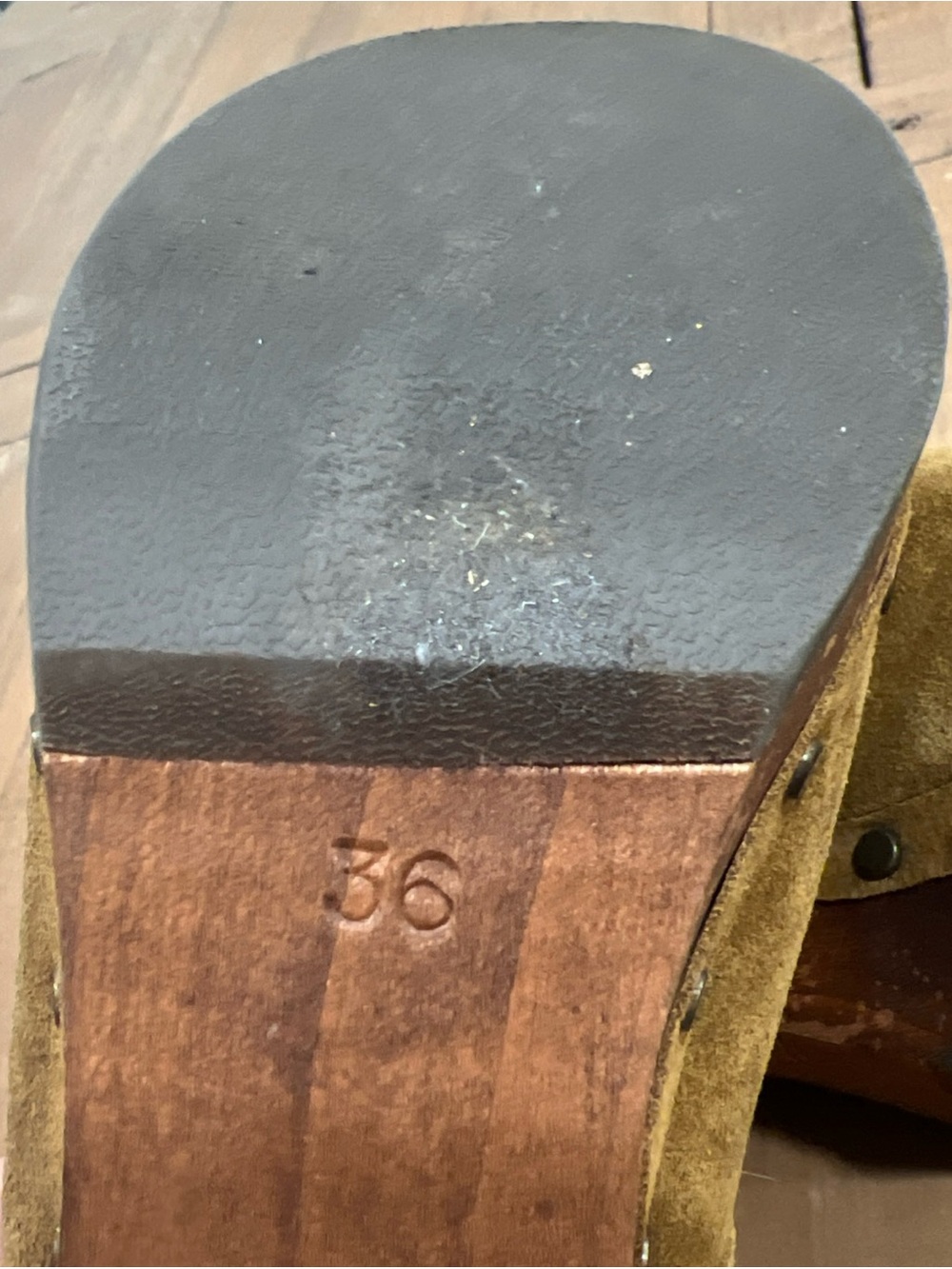 Sezane Taylor Heeled Clogs UK 36 US 5.5 Suede Shearling Lined Platform Buckle - Picture 13 of 13